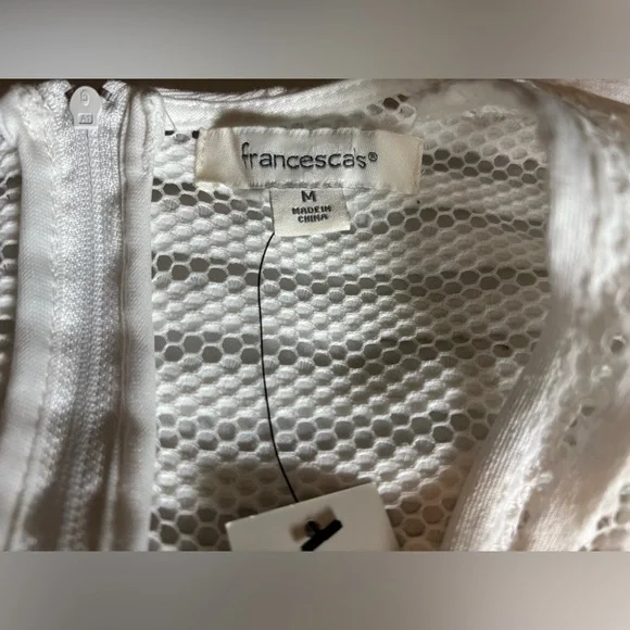 Francesca’s White Cami V-Neck Stripe Lace Illusion Waist Dress - Picture 9 of 11